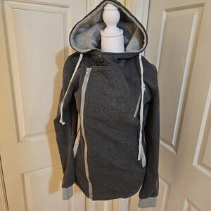 Cozy Gray Hoodie with Asymmetrical Zipper